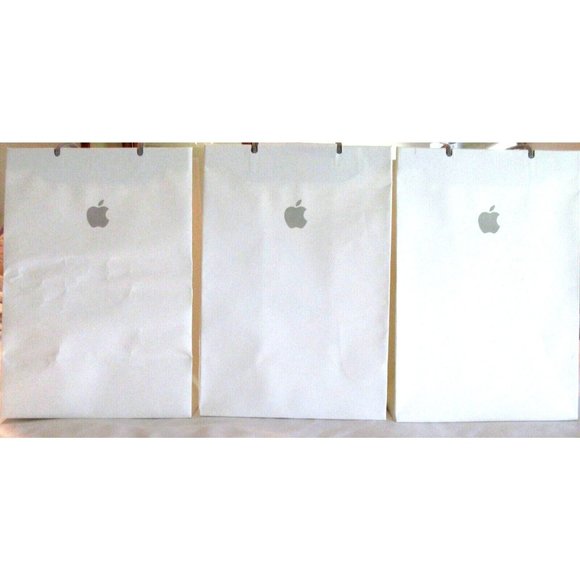 3 Apple Computer Store Gift Shopping Bags White Matte 2 Brand New 1 Preowned - Picture 2 of 6